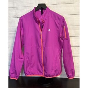 Champion Women's Pink Lightweight Windbreaker Jacket M Full Zip EC